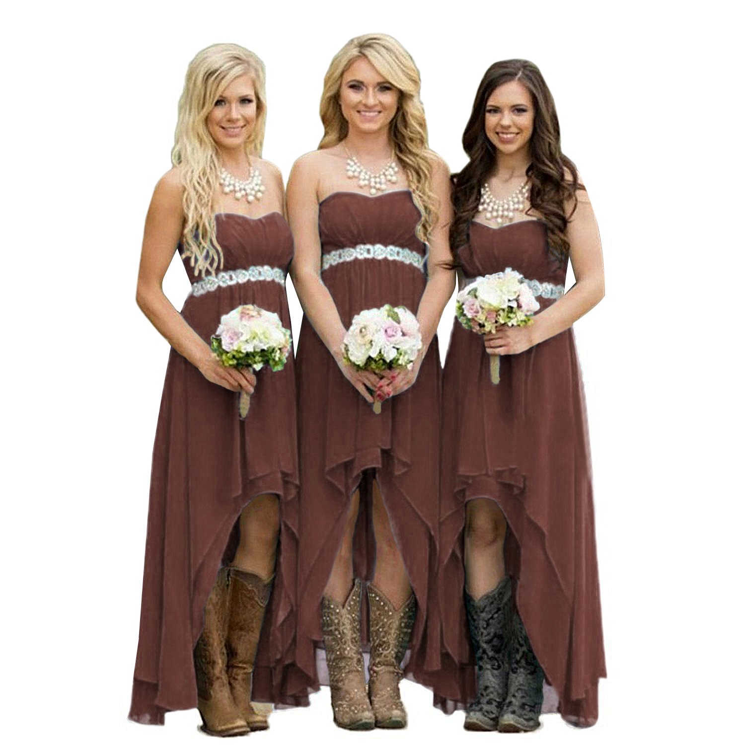 Fanciest-Women-Strapless-High-Low-Bridesmaid-Dresses-Wedding-Party-Gowns-Brown-US24W