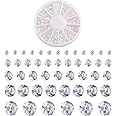Pandahall 376Pcs 5 Size Clear Cubic Zirconia Cabochons Grade A Round Faceted Rhinestone Gems Gemstone with Pointed Back for Nail Art Craft Jewelry Making
