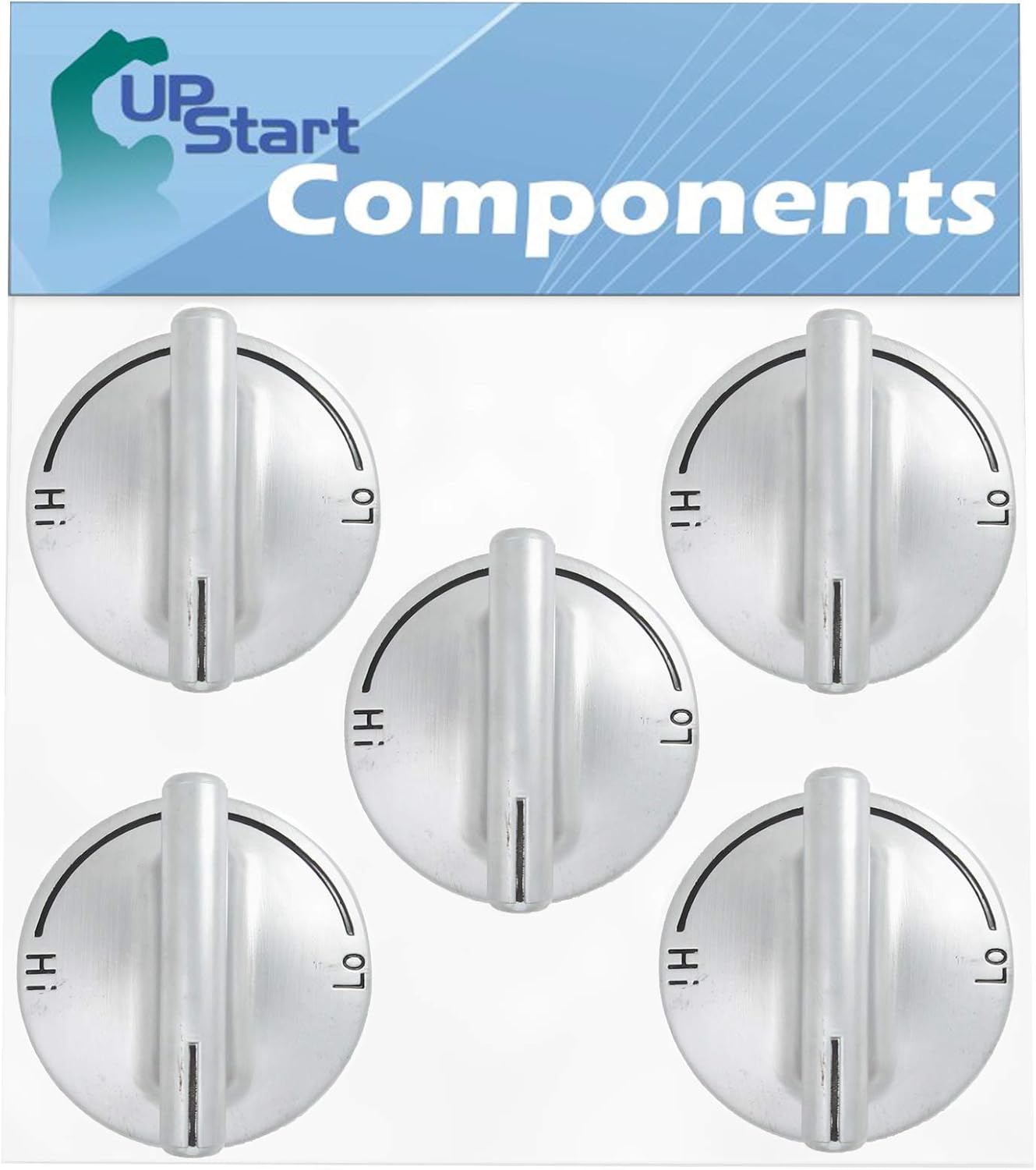 5-Pack 74007733 Gas Range Cooktop Burner Knob Replacement for KitchenAid KGCD807XBL00 - Compatible with WP7733P410-60 Top Burner Control Knob