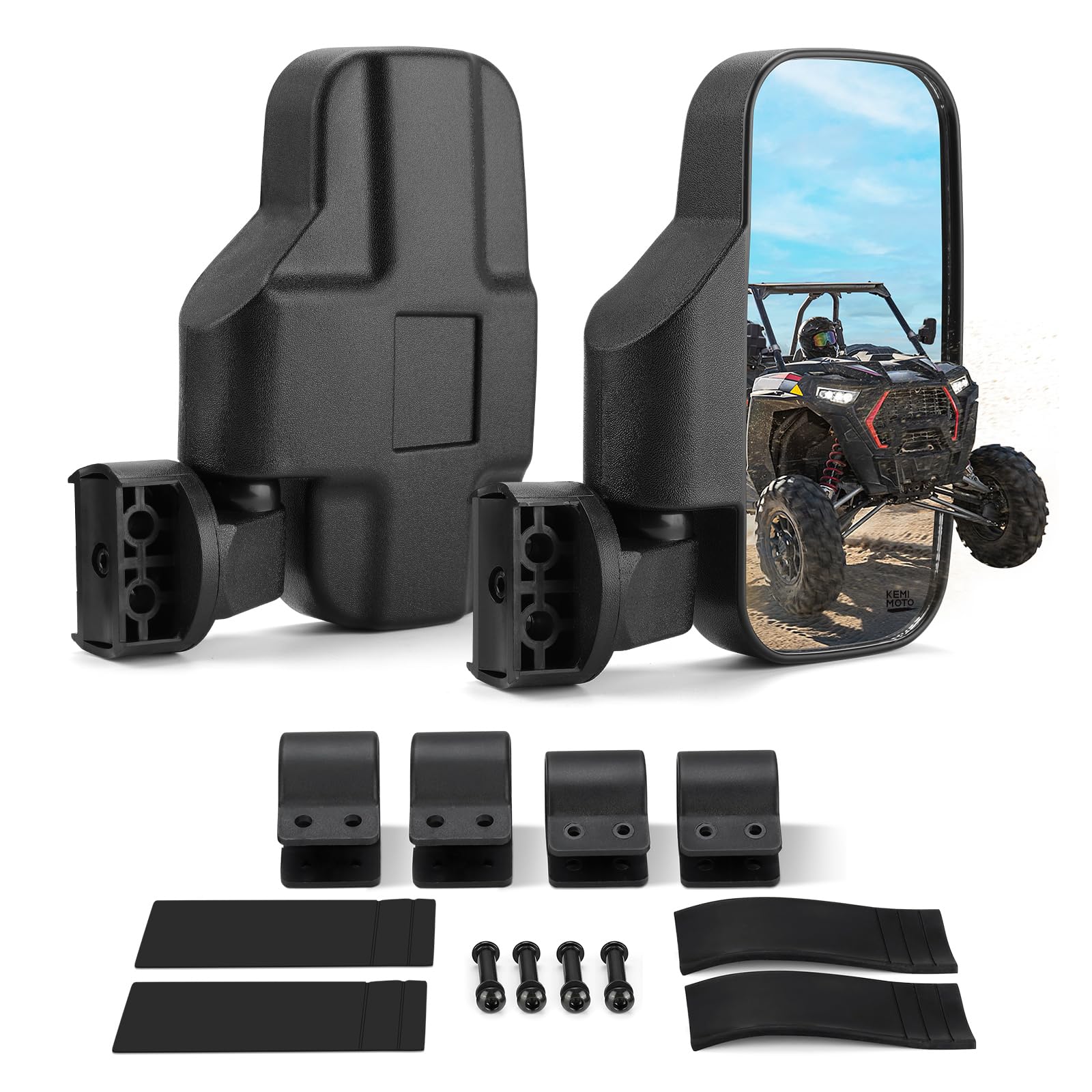 Photo 1 of **MAJOR DAMAGE**
KEMIMOTO UTV Mirrors UTV Side Mirrors Fits 1.6 inch to 2 inch Roll Cage Compatible with Polaris RZR 900 1000 Can Am Kawasaki Teryx Mule Rhino YXZ Zforce Pioneer 1000/700, Shatter Proof Tempered Glass