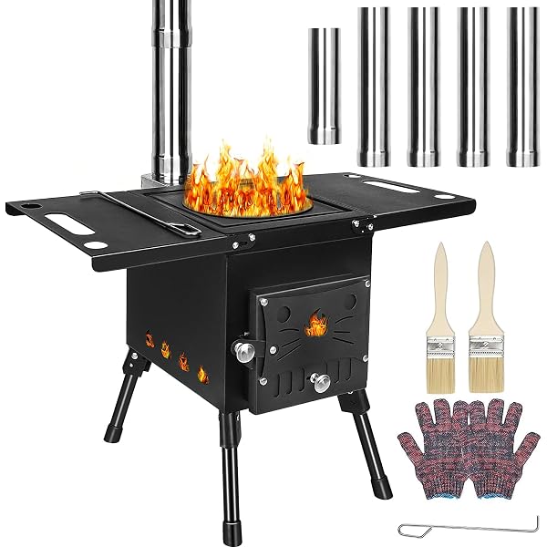 Amazon.com: YILI Outdoor Camping Stove, Portable Tent Wood Stove with Pipe,  Heating Burner Stove for camping, Ice-fishing, Cookout, Hiking, Travel,  Backpacking Trips