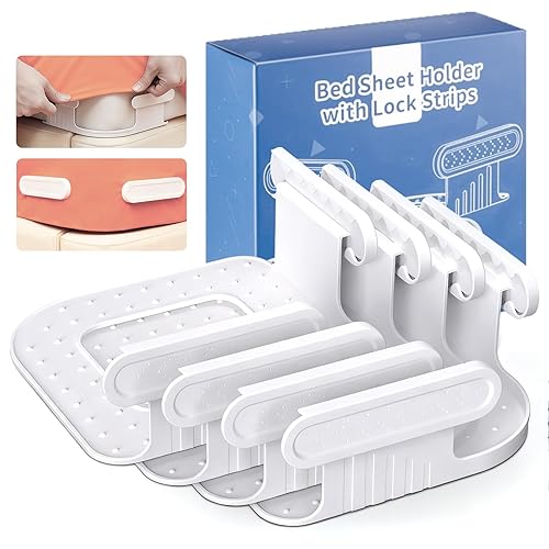 YICLO Bed Sheet Holders for Corners,Plastic Bed Lock Sheet Holders 4Pcs,New Upgrade Fitted Sheet Holders Keep Sheets Firm & Tight,Mattress Sheet Holder Strap,Easy Installation