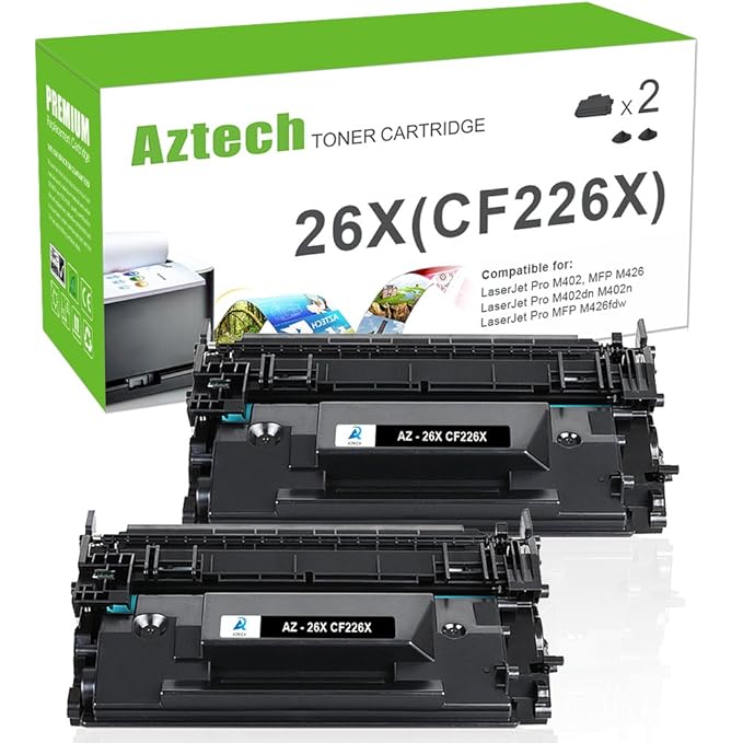 Aztech 2 Pack Kompatibel für HP CF226X 26X (CF226A 26A) Toner für HP Laserjet Pro M402DN M402N M402D Toner M402DW MFP M426DW 