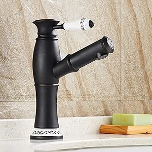 Grifería antigua negra para baño, grifería mixta doble de una manija