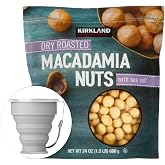 Kirkland Signature Dry Roasted Macadamia Nuts, 1.5 lbs. Item 1195303. Bundle with MORALZA Silicone Collapsible Cup 200ml - 2 Items