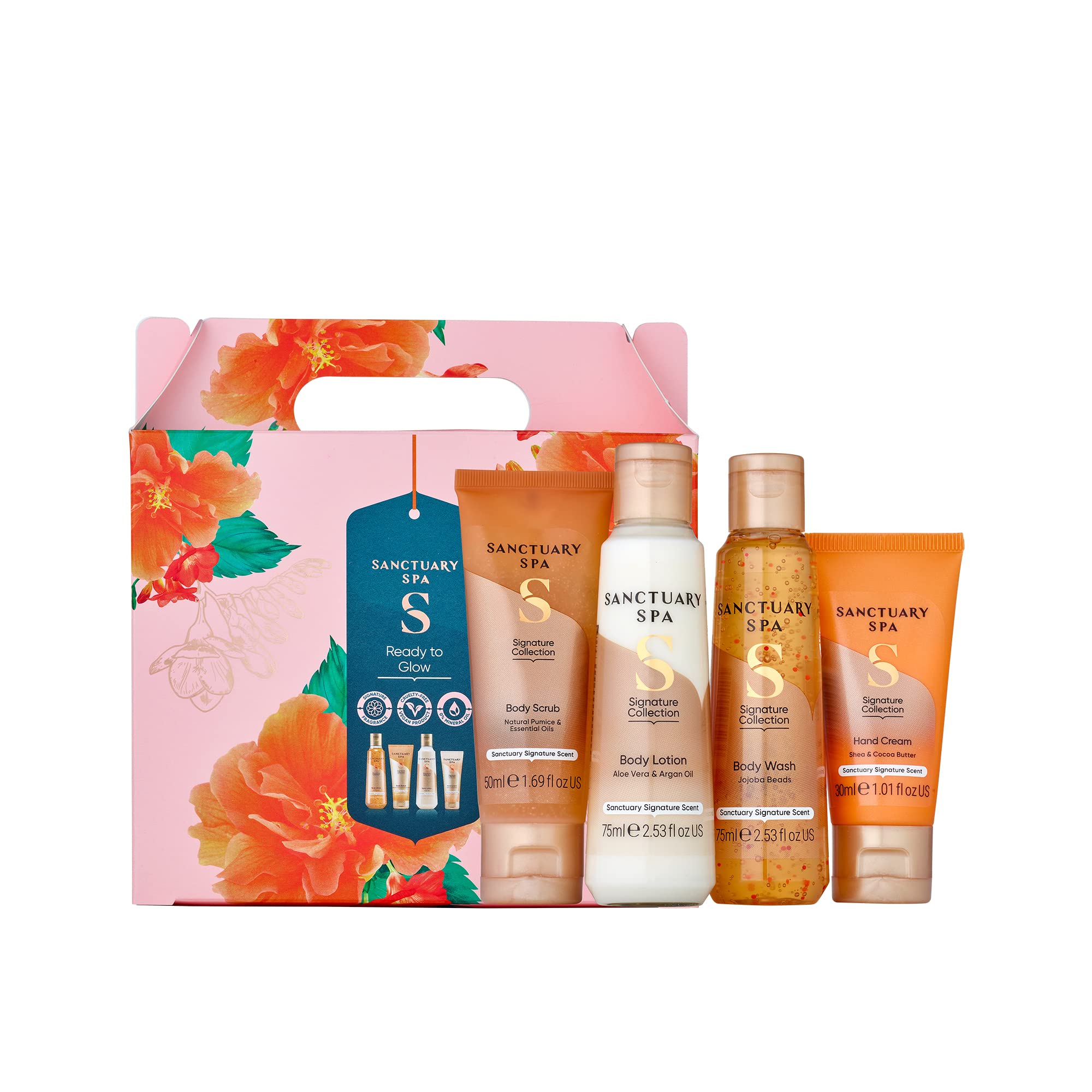 Sanctuary Spa Gift Set Ready To Glow, Gift For Women, Birthday, Christmas, Vegan And Cruelty Free 230 Ml, Multicolour