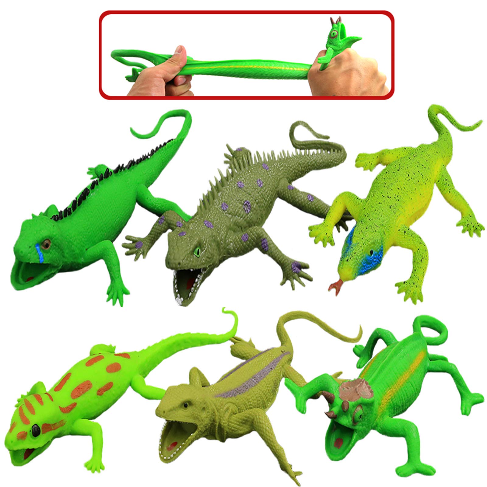 Lizards Toys,9inch Rubber Lizard Set(6 PACKS),Food Grade Material TPR