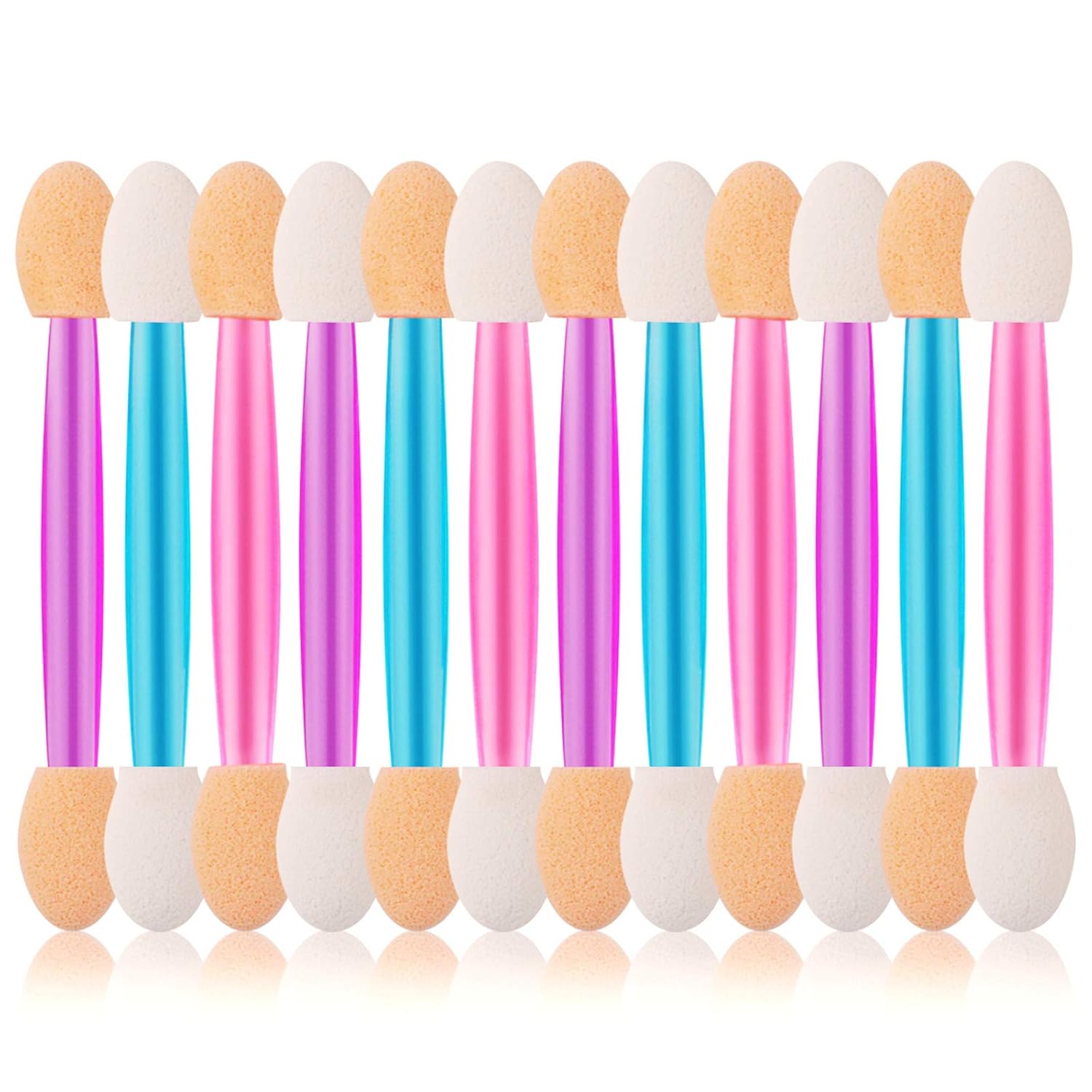 Cuttte 60PCS Disposable Dual Sides Eye Shadow Sponge Applicators, 3 Colors Eyeshadow Brushes Makeup Applicator (Pink, Purple, Blue): Beauty