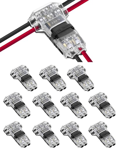 QWORK 12PCS Solderless T Tap Wire Connectors Quick Splice 20-22 AWG 0.35-0.5mm²