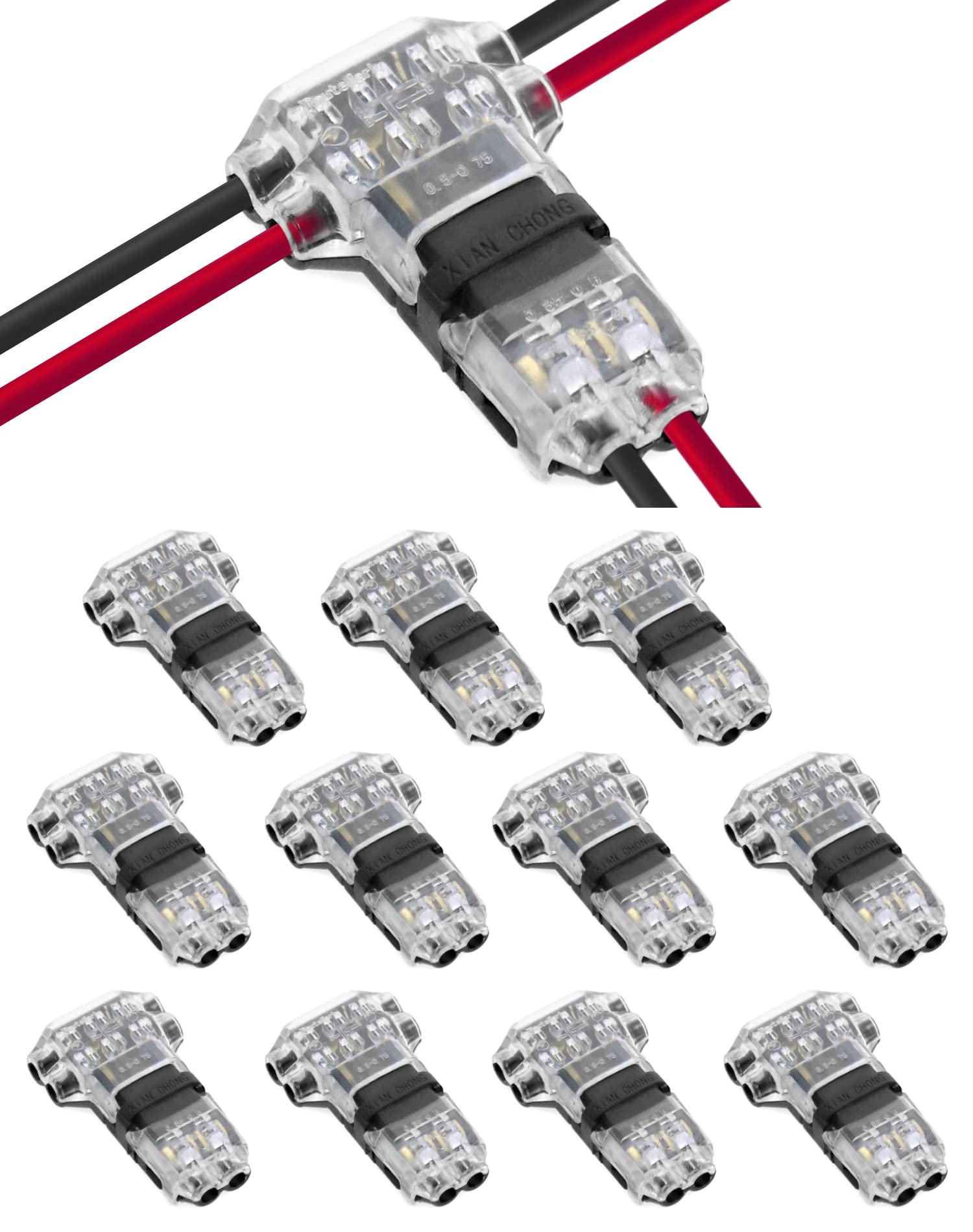 QWORK® 12PCS Solderless Wire Connectors, T Tap Electrical Connectors Quick Splice Without Stripping Suitable for 20-22 AWG 0.35-0.5 mm² Electrical Wire Connection