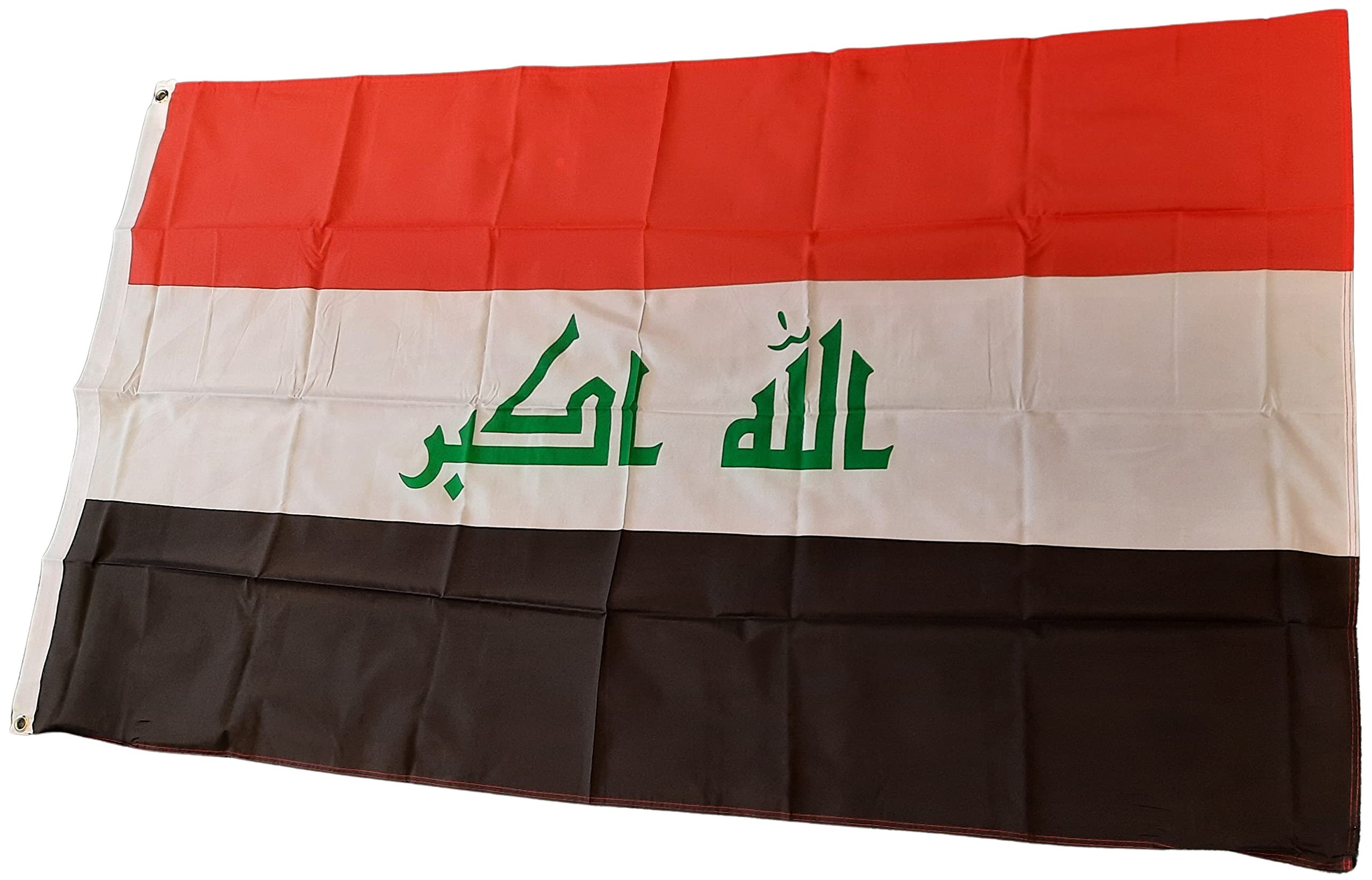 NWFlags Iraq Flag 5ft x 3ft 75d Premium Polyester Suitable For Flagpoles | Strong Polyester 5x3 foot material large flag of Iraq with 2 metal Eyelets