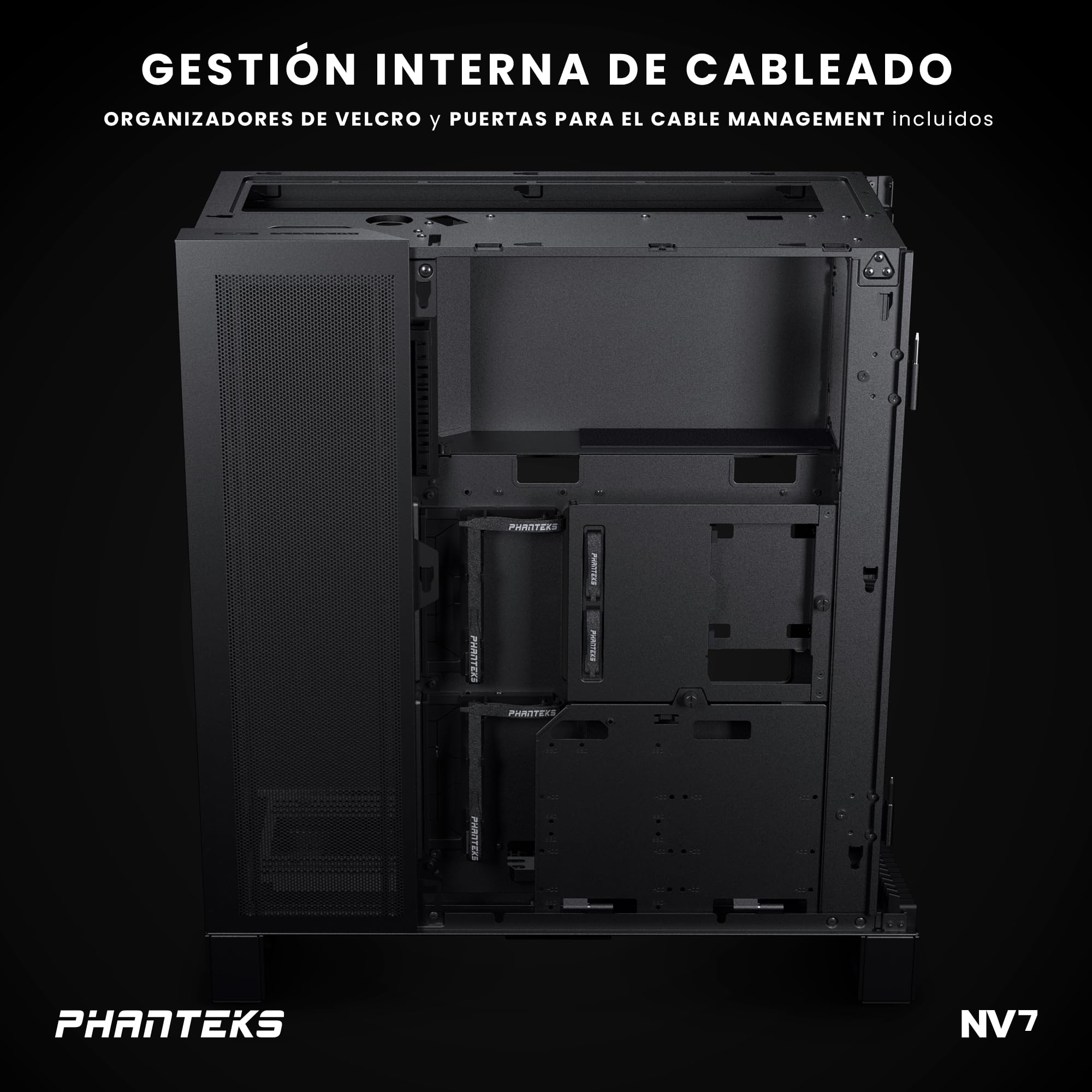 Phanteks (PH-NV723TG_DBK01) NV7 Showcase Full-Tower Chassis, High Airflow Performance, Integrated D/A-RGB Lighting, Seamless Tempered Glass Design, 12 Fan Positions, Black
