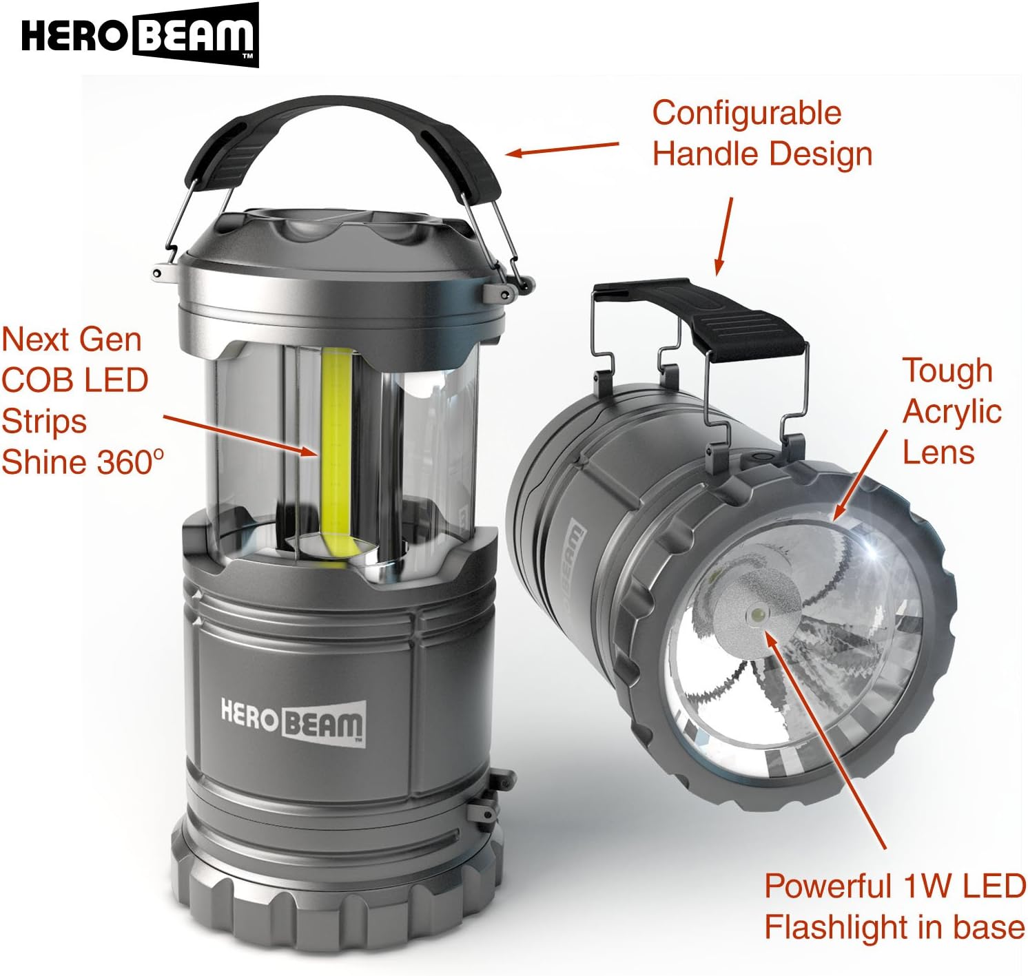 2 x LED Lantern V2.0 with Flashlight - The Original & Best Lantern/Flashlight Combo. 2020 Tech (350 LUMENS) - Collapsible Camp Lamp - Great Light for Camping, Car, Shop, Garage - Batteries Included: Sports & Outdoors