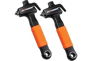 Stinger Super Duty Car Emergency Escape Tool, Hardened Carbon Steel Vehicle Safety Hammer, Spring Loaded Window Breaker, Razor Sharp Seat Belt Cutter, Life-Saving Rescue Tool (Combo 2 pcs Orange)