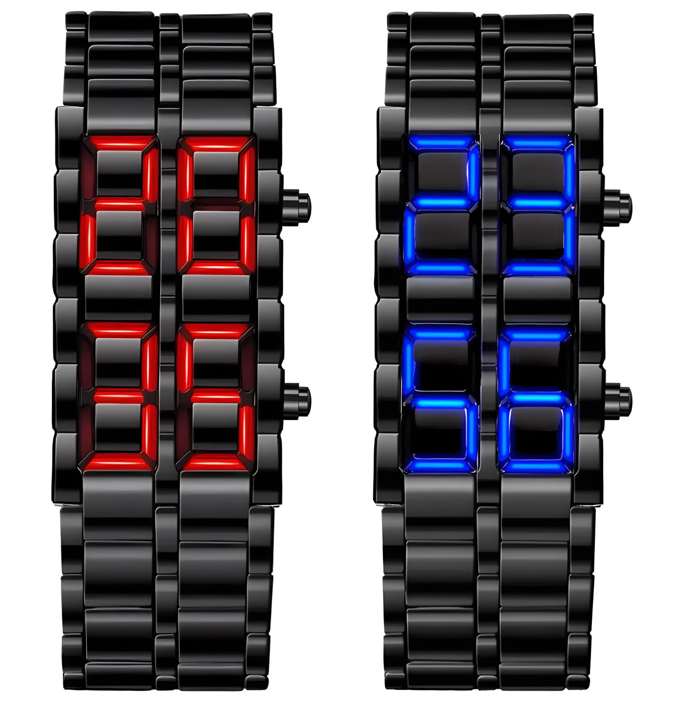 MASTOP Fashion Full Metal Digital Lava Wrist Watch Men LED Display Watches Gifts for Male Famale Sport Creative Watch, T 2 Pieces, Digital