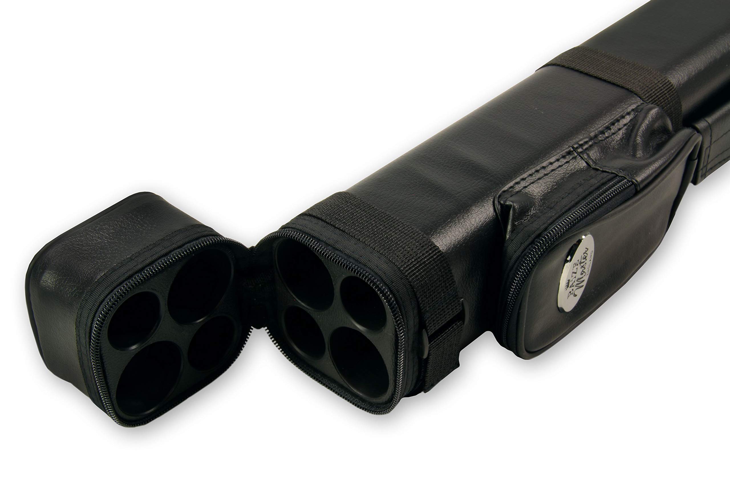 Funky Chalk Baize Master All Black Leather Patch Effect Square Cue Case - Holds 2 Centre Jointed Cues