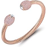 Barzel 18K Gold Plated Crystal Cable Bangle Bracelet For Women - Cuff Bangle Bracelet