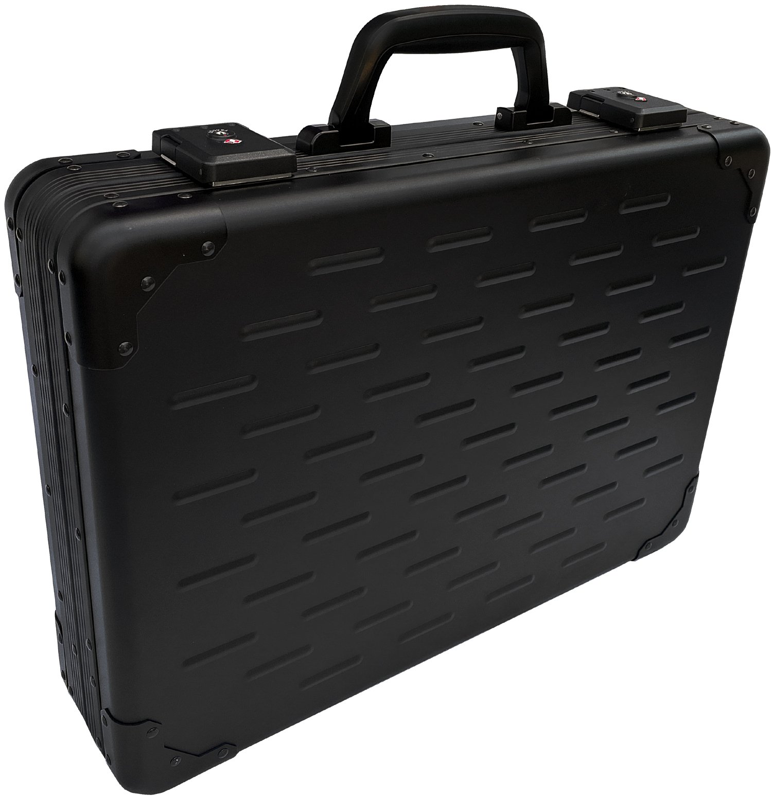 UltraArmor Solid Aluminium Executive Laptop Padded Briefcase Attache Case Carbon Black - 13-17.5"