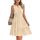 BTFBM Women’s Summer Dresses 2026 Sleeveless V Neck Casual Mini Dress Swing Boho A Line Beach Vacation Sundress Pockets