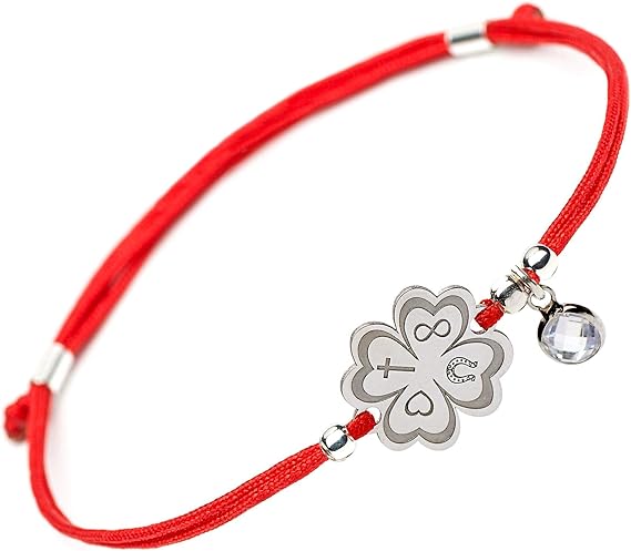Amazon Solomiya 幸運のブレスレット 4つ葉のクローバー 花 925シルバーチャーム 調節可能 友情の赤い紐 イービルアイ保護 ブレスレット 女性用 Adjustable ブレスレット 通販