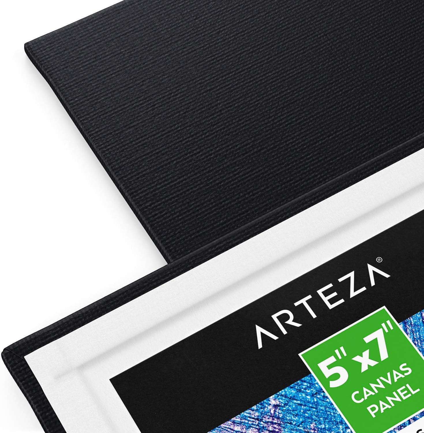 Arteza Canvas Boards for Painting, Pack of 14, 5 x 7 Inches, Blank Black Canvas Panels, 100% Cotton, 8 oz Gesso-Primed, Art Supplies for Acrylic Pouring and Oil Painting