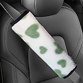 2 Pack Seat Belt Pads Soft Faux Sheepskin Love Car Seat Belt Shoulder Strap Covers Cute Seatbelt Neck Protector Cushion More Comfort Driving Compatible with All Cars and Backpack Fits Women Green