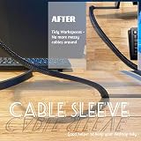 Shakeel 1/2" 10Ft White Cable Tidy Sleeve USB Computer Wire Management Cord view 7