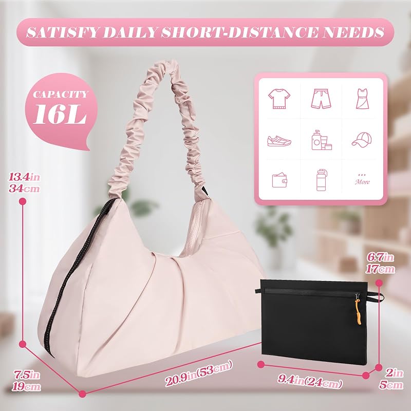 Sac de Sport Fille, Petit Sac de Voyage Femme avec Compartiments Chaussures, Imperméable Sac Piscine Femme, Sac de Yoga Léger pour Gym, Fitness, Weekend Voyage