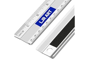 LJR ART 12 Inch Aluminum Cutting Ruler, Dual Scale Inch/Metric Measuring Tool with Precision Markings, Lightweight Straight E