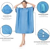 MOKANI Changing Robe Towel Poncho with Hood Blue Microfiber Quick Dry view 4