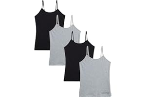 Calvin Klein Girls' Undershirt - Stretch Cotton Cami - Camisol Tank Top (4 Pack, S-XL)