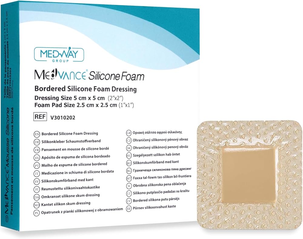 MedVance Silicone Bordered Adhesive Foam Dressing 5x5 cm Box of 5