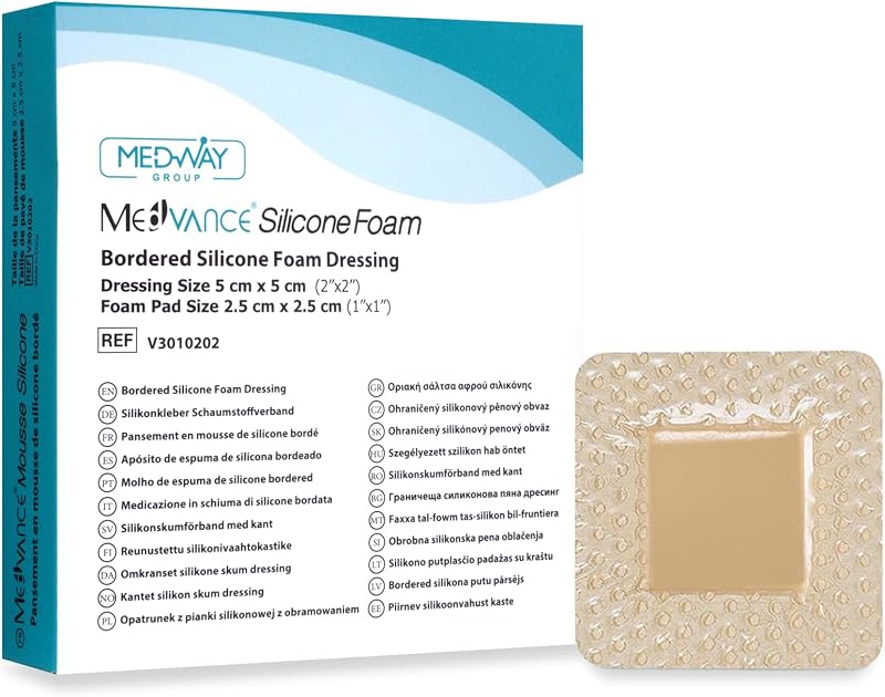 MedVance Silicone Bordered Adhesive Foam Dressing 5x5 cm Box of 5