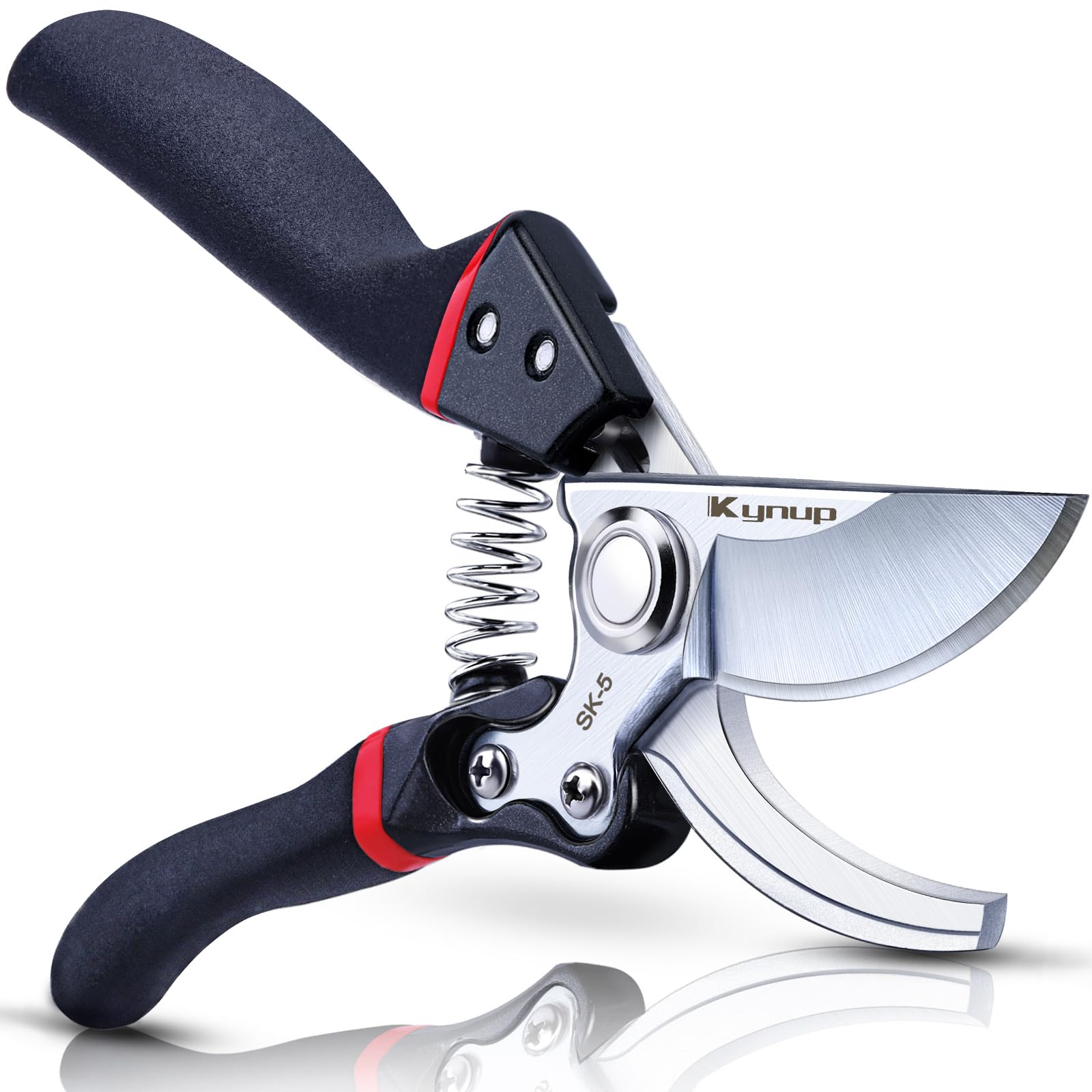 Kynup Garden Secateurs - SK-5 Steel Gardening Shears with Ergonomic Anti-Slip Handle, Gardening Pruning Scissors, Bypass Pruning Secateurs for Trimming & Hedge Shears Cutting - Garden Tools - Black