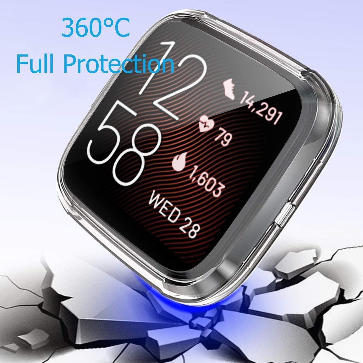 UCMDA Case Screen Protector for Fitbit Versa 2, Soft TPU Full Protective Cover Case for Fitbit Versa 2-Clear + Clear