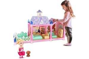 JoyZin Doll House Dreamhouse for Girls, Princess Playhouse Building Set with Dolls Furniture Accessories Pretend Play Dream House Toys for 3 4 5 6 7 8 9 10 Years Old Kids Toddlers Birthday Gifts