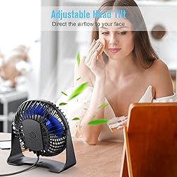BESKAR USB Small Desk Fan, Portable Fans with 3