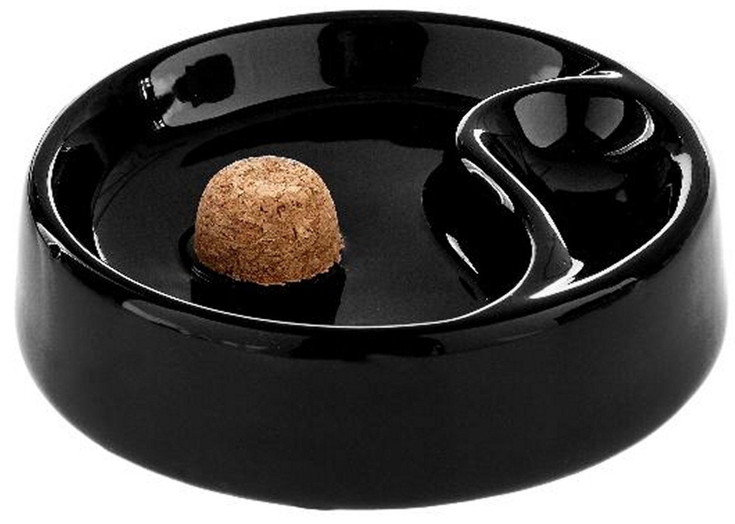 Pipe ashtray ceramic glossy black