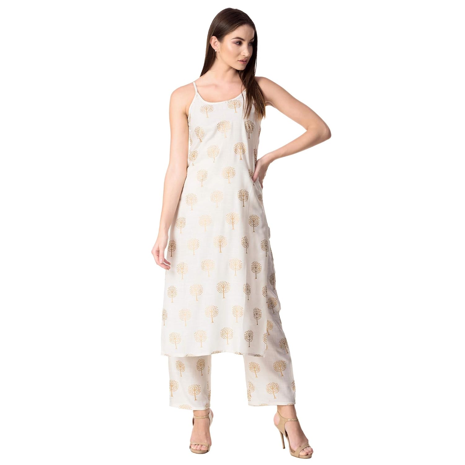 khushal k women's rayon printed jacket kurta with palazzo pant set