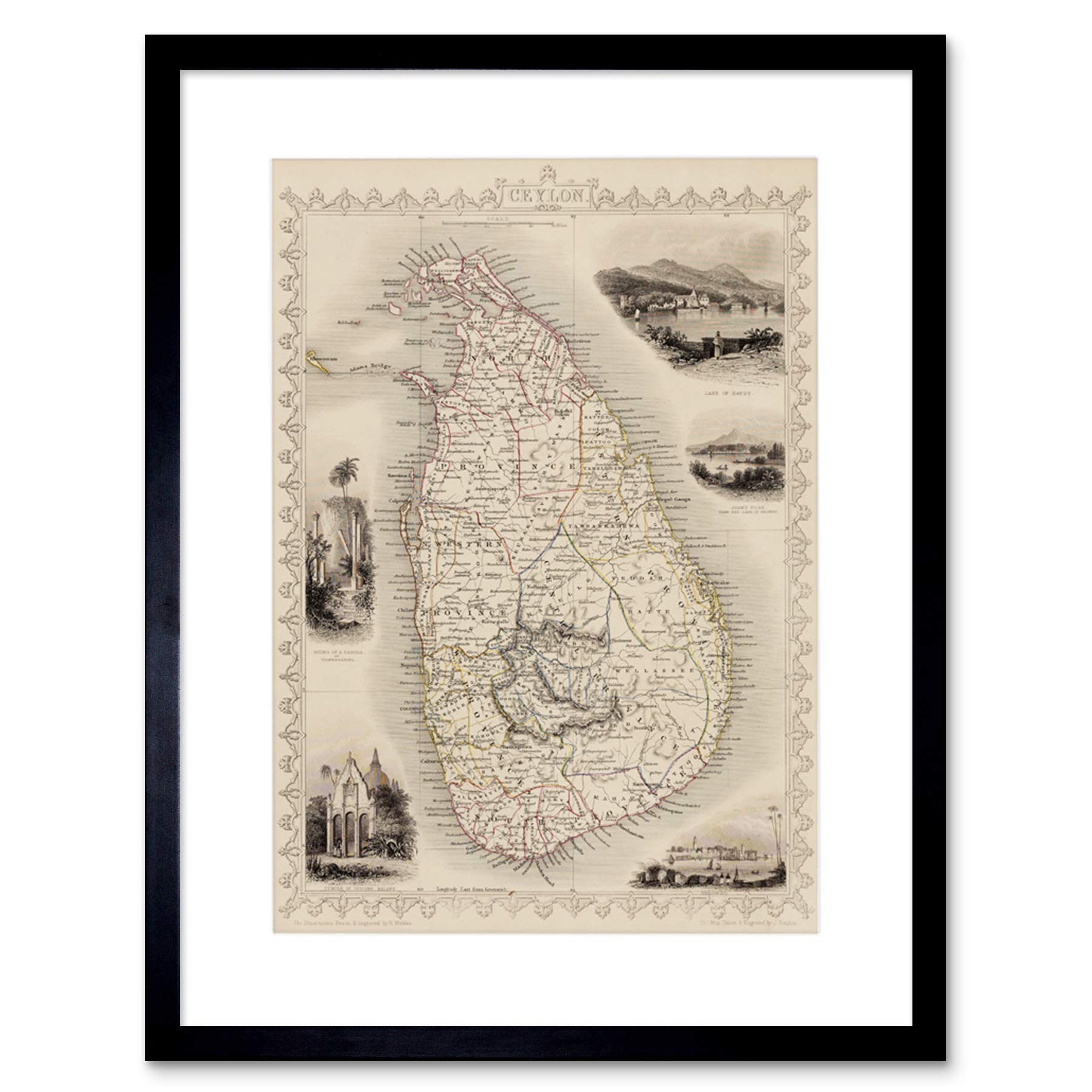 Wee Blue Coo Ceylon Sri Lanka Map Framed Wall Art Print — image 1