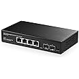 Binardat 4 Port 2.5G Switch with 2x10G SFP, 4 x 2.5 Gigabit RJ-45 Ethernet Ports, Support Vlan, Metal Unmanaged Multi-Gigabit Desktop Network Switch