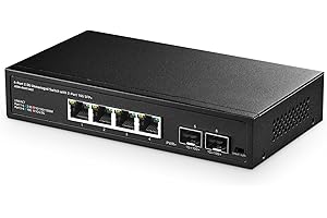 4 Port 2.5G Switch with 2x10G SFP, 4 x 2.5 Gigabit RJ-45 Ethernet Ports, Support Vlan, Metal Unmanaged Multi-Gigabit Desktop 