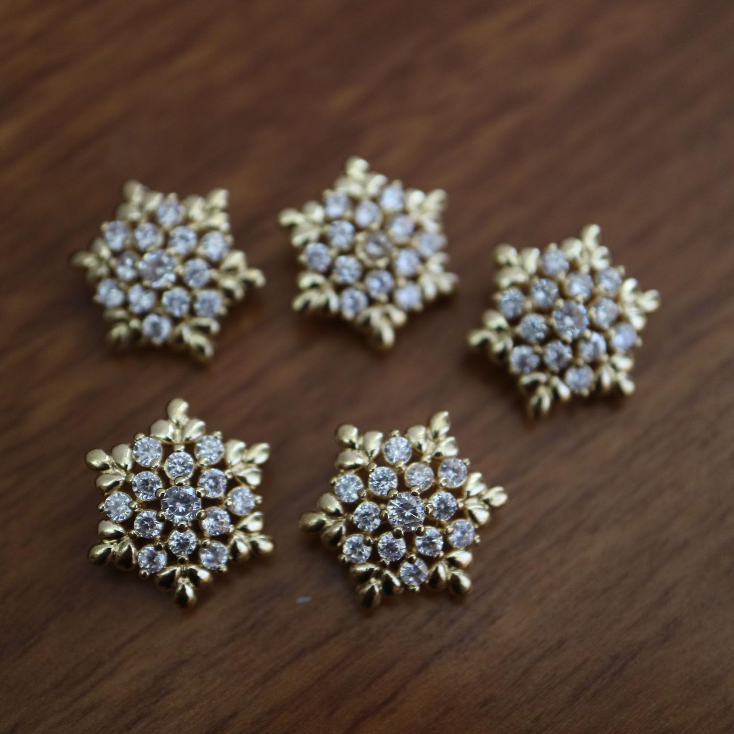 G-RUI 5pc/lot Luxury Crystal Buttons for Clothes Cubic Zirconia Metal Shank Button for Coat Decorative CZ Sewing Buttons for Shirts (K-208) (Golden)