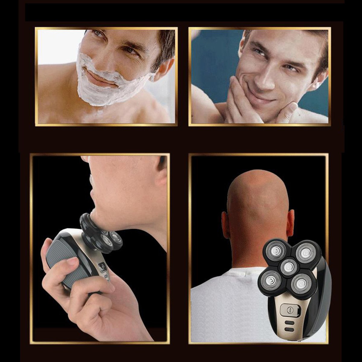 Men\'s Electric Shaver 4D Rotary Shavers Wet & Dry Beard Trimmer Cordless Sideburn Trimmer USB Rechargeable 5 in1 Waterproof Mens grooming kit