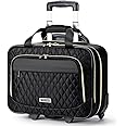 Ponhog Rolling Laptop Bag, 15.6 Inch Rolling Briefcase for Women with Wheels, Carry On Flight Approved Roller Computer Case for Travel Work College Business Wife Mom Teacher, Black