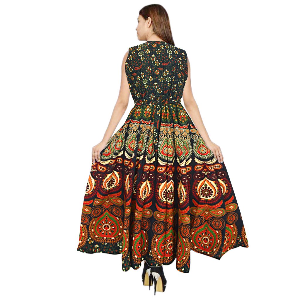 jwf women's cotton midi dress(fr_3451_multicolour_free size)