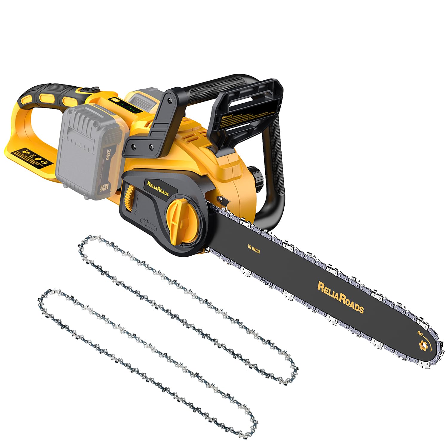 Photo 1 of ReliaRoads 16-Inch Brushless Chainsaw, 40V (2 x 20V MAX) Cordless Battery Powered Chain Saw Compatible DeWALT Battery, Ideal for Wood/Tree Cutting, Pruning, Tool Only (Battery Not Included)