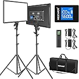 Neewer 18" Led Video Light Panel Lighting Kit with Remote, 2-Pack 45W Dimmable Bi-Color +Light Stand, 3200K–5600K Soft Light 