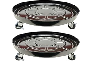 Choclaif Plant Caddy with Wheels, 2 Pack Black Heavy Duty Plant Stand with Universal Wheels, Round Pot Trolley for Indoor Outdoor (20)