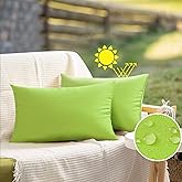 VAKADO 12x20 Outdoor Waterproof Throw Pillow Covers Set of 2 Decorative Outside Patio Furniture Cushion Cases Decor for Garden Bench Porch Couch Tent,Green